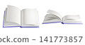 Set of 3d Open book icon with empty white pages, isolated on background. Hardcover textbook or notebook mockup for libraries, schools, banners, book blog. 3d render 141773857