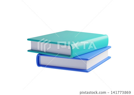 3d stack of books icon, isolated on background. Hardcover textbook or notebook mockup for libraries, schools, banners, book blog. 3d render	 141773869