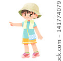 A little girl wearing a hat on a summer outing. 141774079