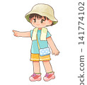A little girl wearing a hat on a summer outing. 141774102