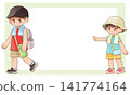 Illustration frame of children wearing hats on a summer outing. 141774164