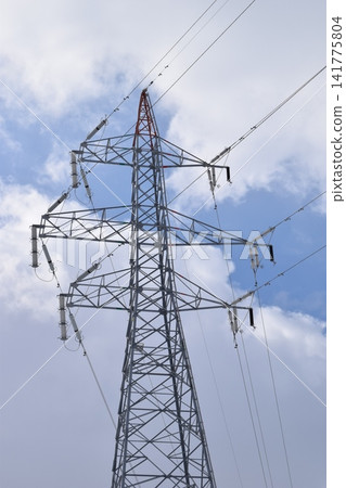 Transmission tower high voltage alternating current Transmission tower high voltage alternating current 141775804