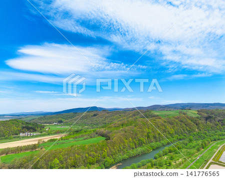 Aerial view of water reflection Aerial view of water reflection 141776565