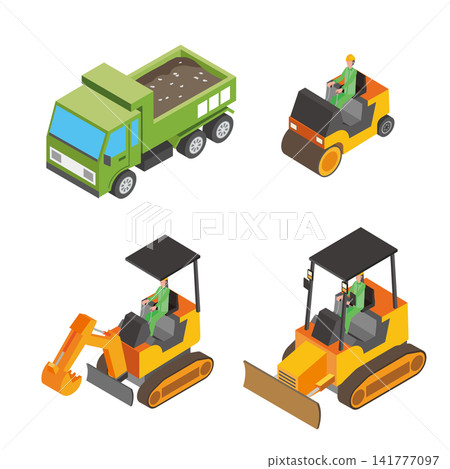 Isometric illustration of a construction vehicle Isometric illustration of a construction vehicle 141777097