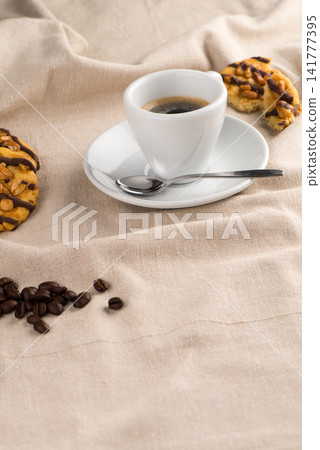 White coffee cup with coffee White coffee cup with coffee 141777395