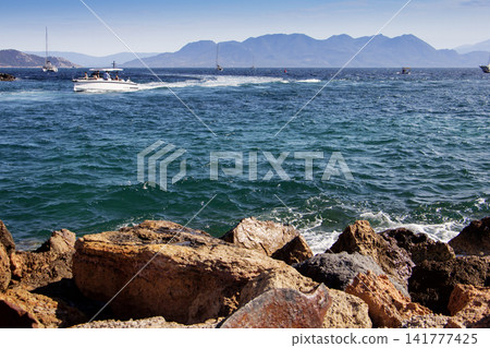 Saronic Gulf and the Coastline of Greece Seen From Aegina Island Saronic Gulf and the Coastline of Greece Seen From Aegina Island 141777425