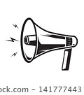 Vintage retro style megaphone loudspeaker icon 141777443