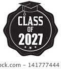 Class of 2027 graduation badge emblem design 141777444
