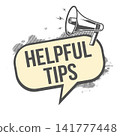 Helpful tips speech bubble element with retro megaphone and halftone texture 141777448