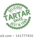 Tartar sauce vintage round rubber stamp design 141777450