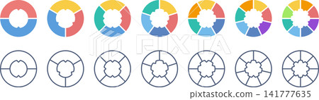 A set of infographic assets divided into speech bubble shapes emanating from the center. A set of infographic assets divided into speech bubble shapes emanating from the center. 141777635