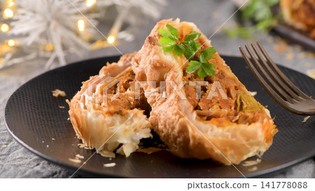 Puff pastry vegetable roll Puff pastry vegetable roll 141778088