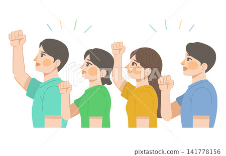 一幅描繪開朗積極男女的插圖。 一幅描繪開朗積極男女的插圖。 141778156