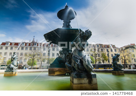 Baroque fountain on rossio square Baroque fountain on rossio square 141778468
