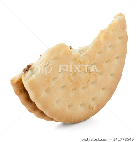 Half sandwich biscuit with chocolate filling Half sandwich biscuit with chocolate filling 141778549