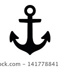 Anchor silhouette icon isolated on white background. Black symbol of nautical and maritime sign.  141778841
