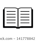 Black and white open book symbol, dictionary or manual outline icon isolated.  141778842