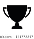 Minimalist trophy cup silhouette icon isolated on white background.  141778847
