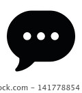 Chat bubble with ellipsis icon isolated on white background. Black silhouette symbol of speech and message.  141778854