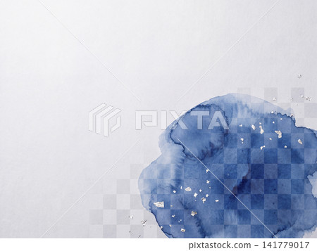 In the lower right corner, a checkered pattern of washi paper with translucent lapis lazuli watercolor and platinum foil. In the lower right corner, a checkered pattern of washi paper with translucent lapis lazuli watercolor and platinum foil. 141779017