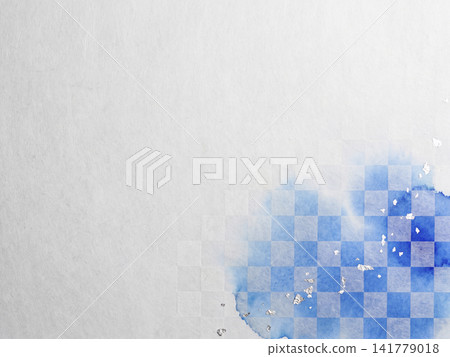 In the lower right corner, a checkered pattern of washi paper with translucent lapis lazuli watercolor and platinum foil. In the lower right corner, a checkered pattern of washi paper with translucent lapis lazuli watercolor and platinum foil. 141779018