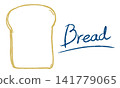 A crayon-style illustration of bread with the word "Bread" written in handwriting. 141779065