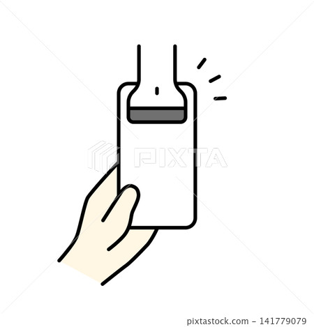 A color illustration of a smartphone screen being scanned with a barcode scanner. A color illustration of a smartphone screen being scanned with a barcode scanner. 141779079