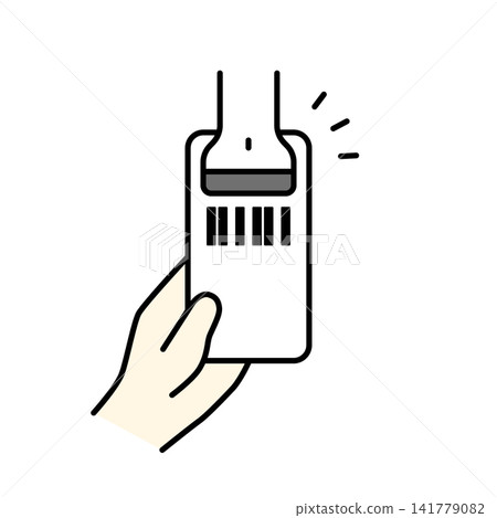 A color illustration of scanning a smartphone barcode with a barcode scanner. A color illustration of scanning a smartphone barcode with a barcode scanner. 141779082