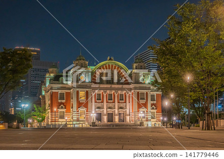 Night view of Osaka Central Public Hall, Nakanoshima Park, Osaka City Night view of Osaka Central Public Hall, Nakanoshima Park, Osaka City 141779446