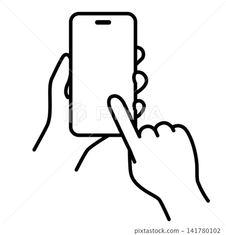 A set of illustrations of a hand tapping a smartphone | Monochrome A set of illustrations of a hand tapping a smartphone | Monochrome 141780102