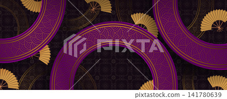 Chinese New Year. Gorgeous illustration with circles. Pattern based on traditional art Chinese New Year. Gorgeous illustration with circles. Pattern based on traditional art 141780639