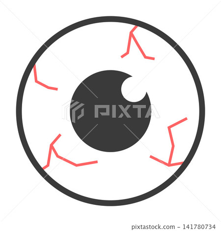 Cartoon Eyeball Icon with Red Veins Halloween Illustration Cartoon Eyeball Icon with Red Veins Halloween Illustration 141780734