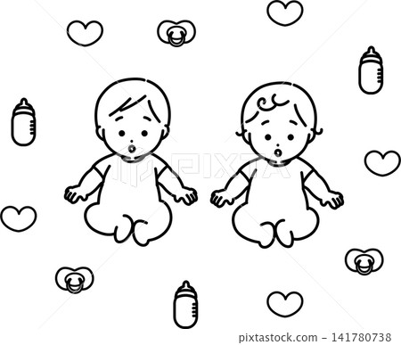 兩個嬰兒(線描圖) 兩個嬰兒(線描圖) 141780738