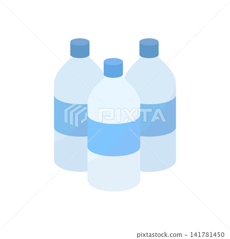 Illustrations of preserved water and bottled drinking water; flat design icon material for disaster preparedness, stockpiling, and evacuation preparations. Illustrations of preserved water and bottled drinking water; flat design icon material for disaster preparedness, stockpiling, and evacuation preparations. 141781450