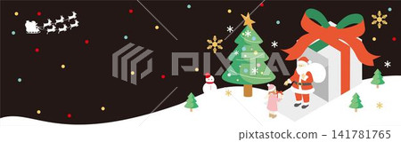 Isometric cityscape, Santa Claus, Christmas, presents, banner, frame, design, background 141781765