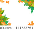 A frame with osmanthus flowers fluttering in the air. 141782764