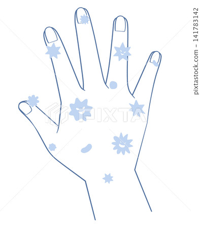 Illustration of a hand covered in germs Illustration of a hand covered in germs 141783142