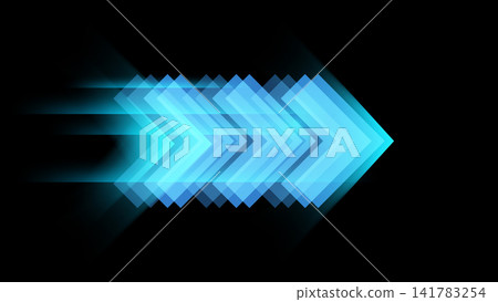 futuristic arrow symbol on dark background with glowing blue light motion blur decoration futuristic arrow symbol on dark background with glowing blue light motion blur decoration 141783254