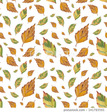Watercolor seamless pattern with colorful autumn leaves 141783591