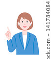 Image illustration of a female business person pointing and explaining something. 141784084