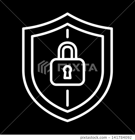 Cybersecurity data protection vector icon featuring a shield and padlock. Cybersecurity data protection vector icon featuring a shield and padlock. 141784092