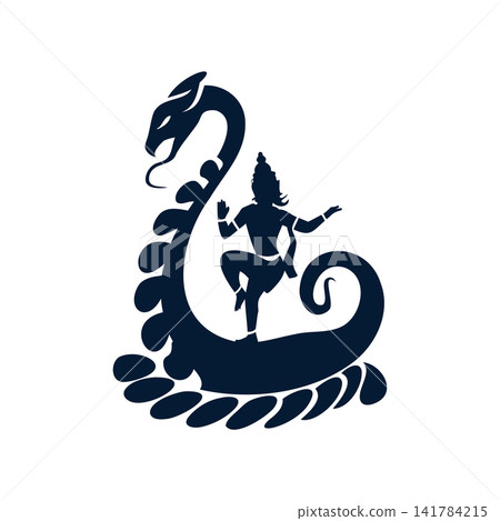 Janmashtami Krishna Dancing Kaliya Snake Silhouette Janmashtami Krishna Dancing Kaliya Snake Silhouette 141784215