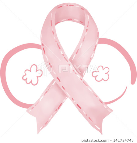 Gentle watercolor pink awareness ribbon and support for World Breast Cancer Day. Gentle watercolor pink awareness ribbon and support for World Breast Cancer Day. 141784743