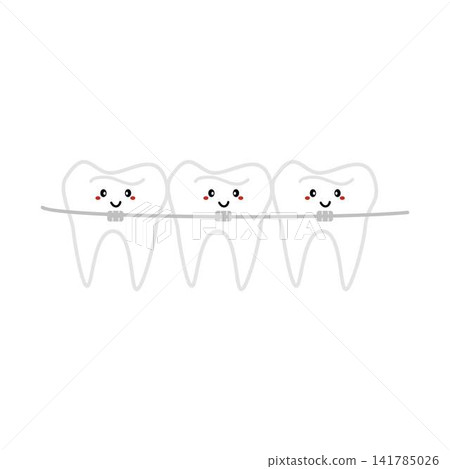 happy teeth with braces orthodontics illustration 141785026