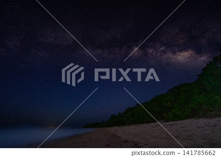 Ishigaki Island, the Milky Way shines brightly over the tropical peaches. Ishigaki Island, the Milky Way shines brightly over the tropical peaches. 141785662