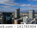 The cityscape of high-rise buildings around Sendai Station and the blue sky. 141785904