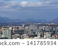 A view of Sendai city and distant mountains. 141785934