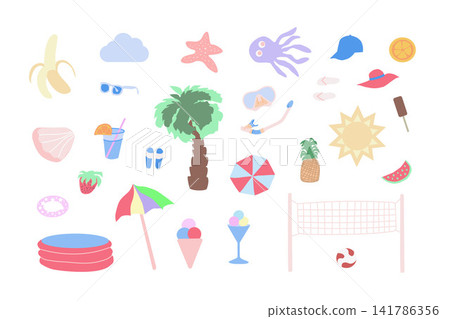 Vector set on summer and sea theme. 141786356