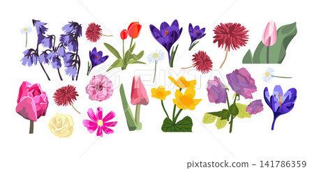 Vector isolated illustration of a set of flowers. Vector isolated illustration of a set of flowers. 141786359