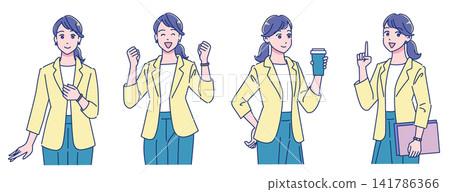一組年輕女上班族的站立插圖 一組年輕女上班族的站立插圖 141786366